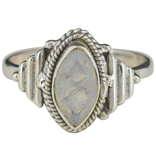 Faceted Moonstone Sterling Silver Ring
