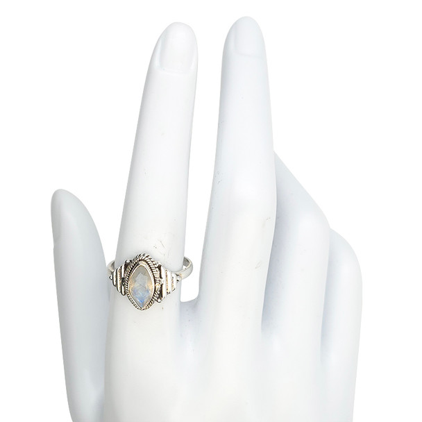 Faceted Moonstone Sterling Silver Ring
