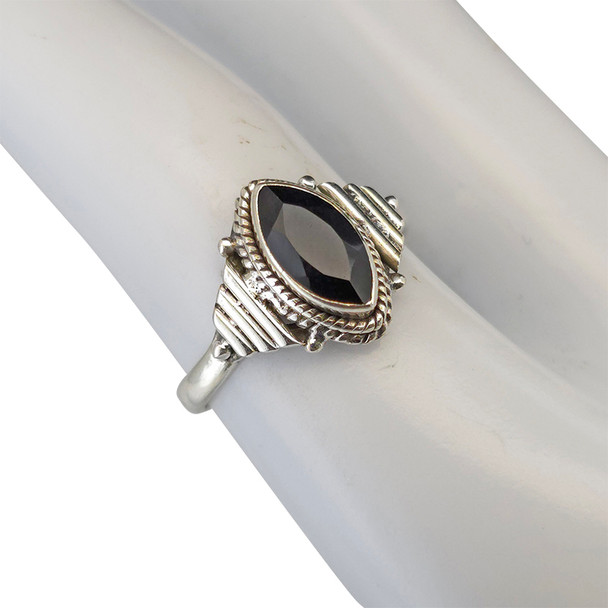 Faceted Black Onyx Sterling Silver Ring