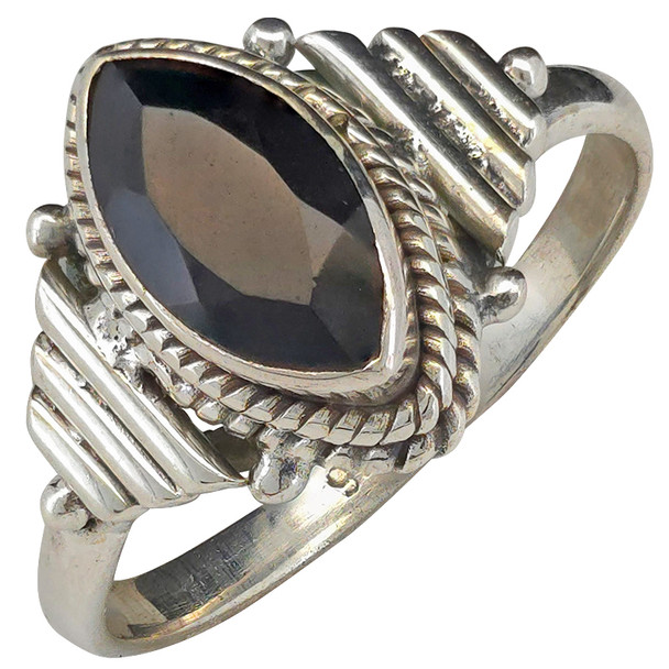 Faceted Black Onyx Sterling Silver Ring