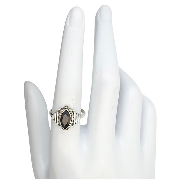 Faceted Black Onyx Sterling Silver Ring