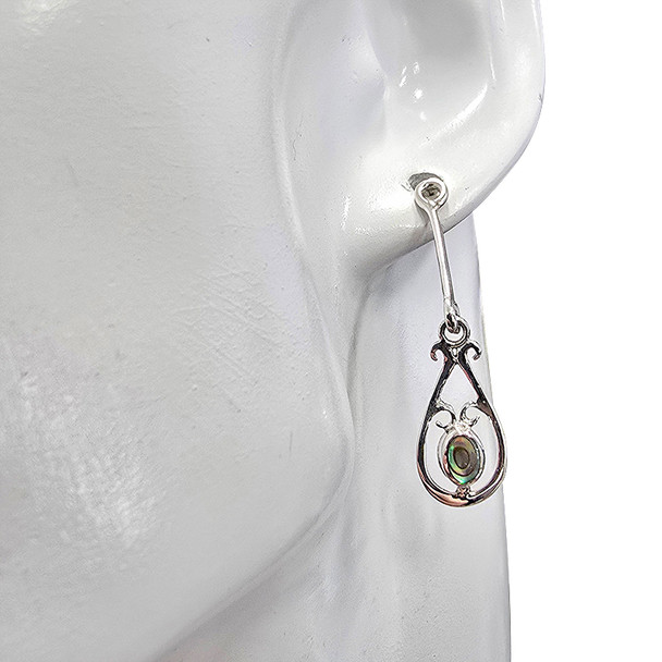 Abalone Shell Sterling Silver Post Dangle Earrings