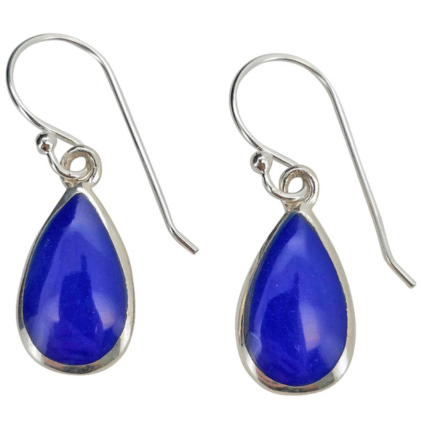 Teardrop Lapis Sterling Silver Hook Earrings