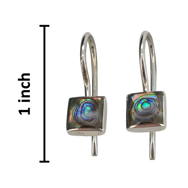 Square Abalone Shell Sterling Silver Hook Earrings