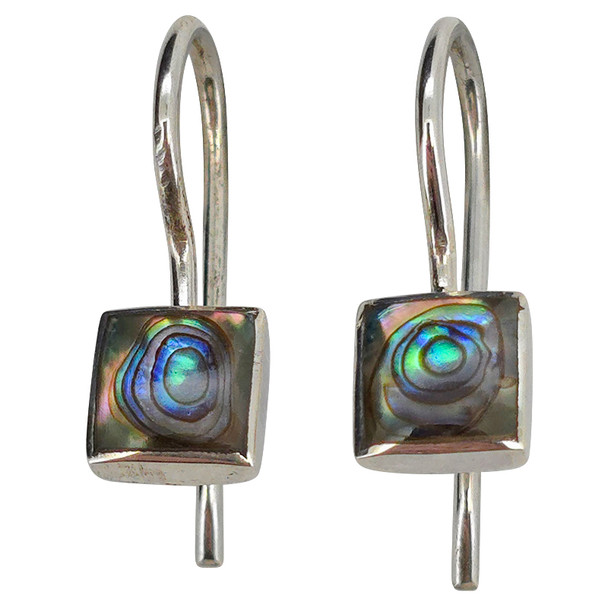 Square Abalone Shell Sterling Silver Hook Earrings