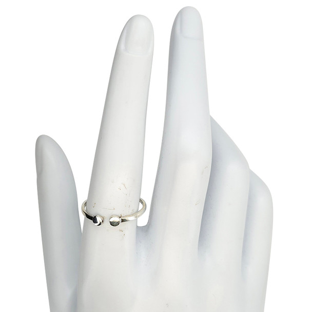 Twin Dots Sterling Silver Adjustable ring
