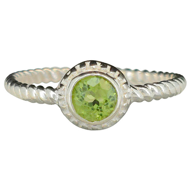 Faceted Peridot Sterling Silver Ring