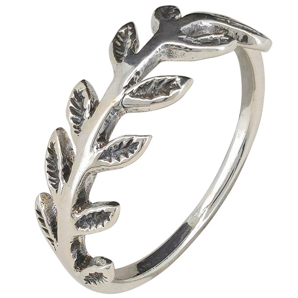 Sterling Silver Leaf Band Ring
