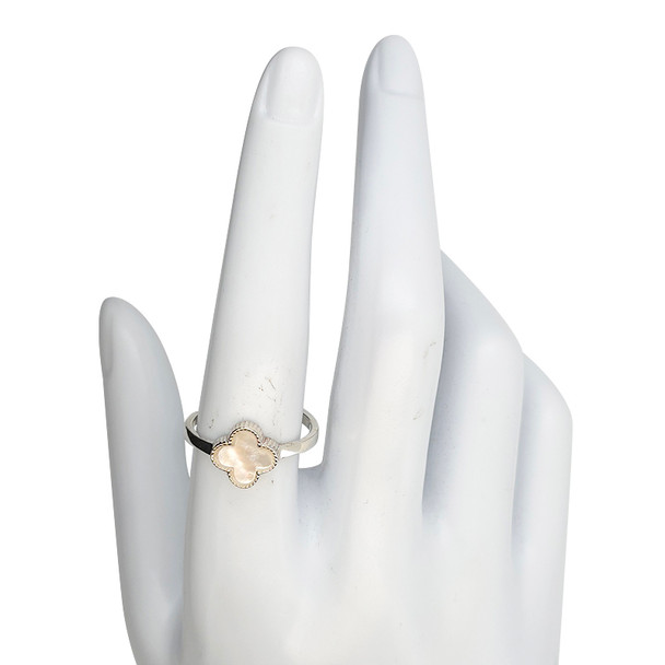 Mother-of-Pearl Sterling Silver Four Leaf Clover Ring