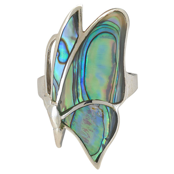 Abalone Shell Sterling Silver Butterfly Ring