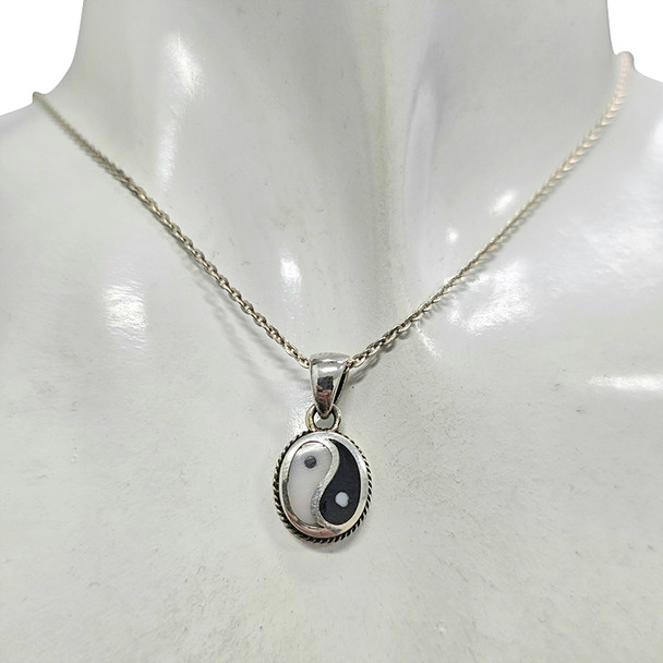Enamel Sterling Silver Yin Yang Pendant