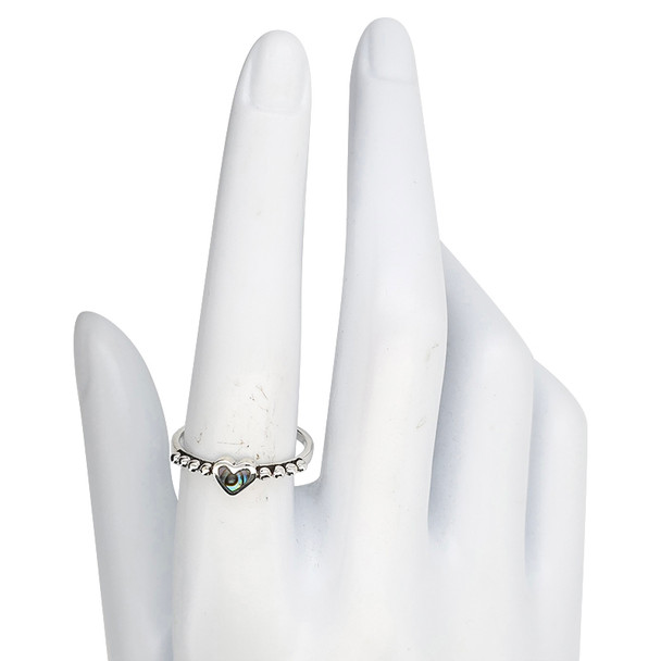 Abalone Shell Sterling Silver Heart Ring