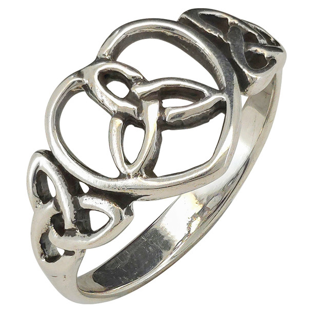 Celtic Trinity Knot Heart Sterling Silver Ring
