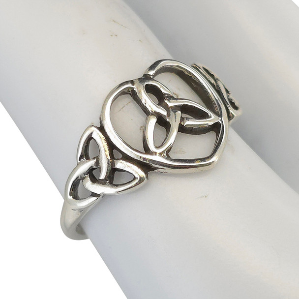 Celtic Trinity Knot Heart Sterling Silver Ring