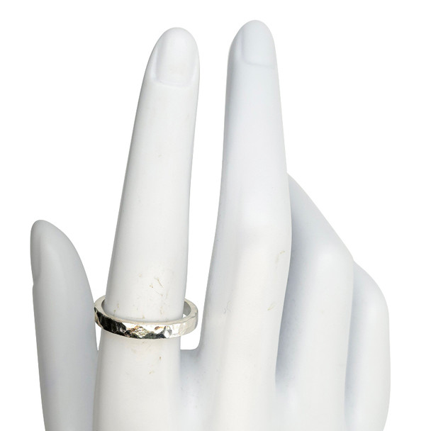 Hammered Texture Sterling Silver Band Ring