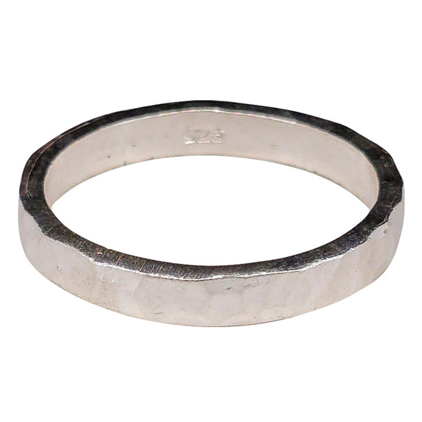 Hammered Texture Sterling Silver Band Ring