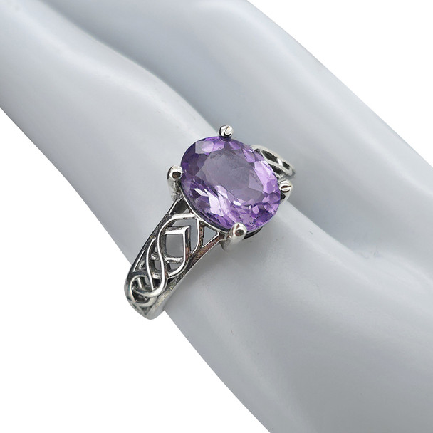 Faceted Amethyst Sterling Silver Ring