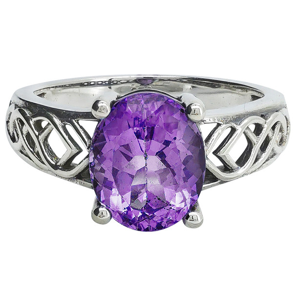 Faceted Amethyst Sterling Silver Ring