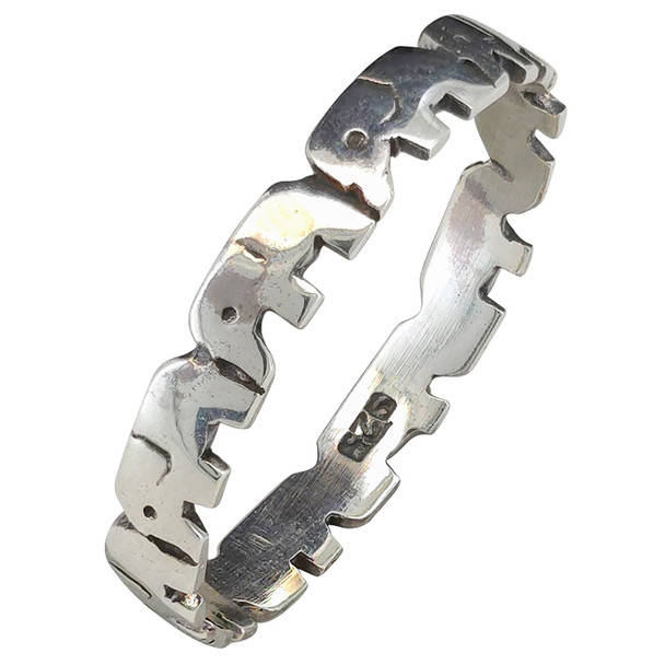 Elephant sterling silver ring