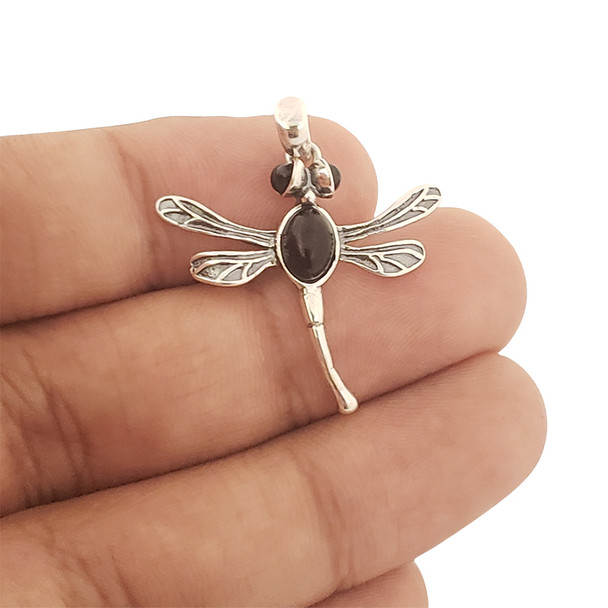 Cherry Amber Sterling Silver Dragonfly Pendant