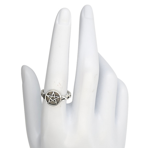 Wiccan Pentacle Star Sterling Silver Ring