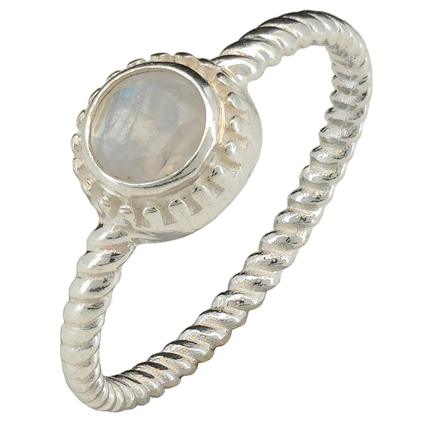 Faceted Moonstone Sterling Silver Ring