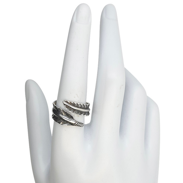 Feather Wrap Sterling Silver Stacking Ring