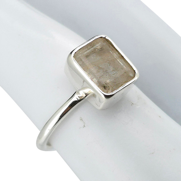 Faceted Rutilated Quartz Sterling Silver Ring