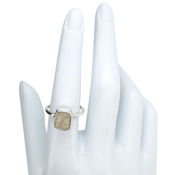 Faceted Rutilated Quartz Sterling Silver Ring