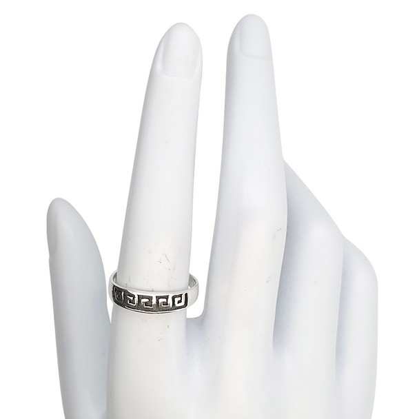 Greco Roman Meander Sterling Silver Stacking Band Ring