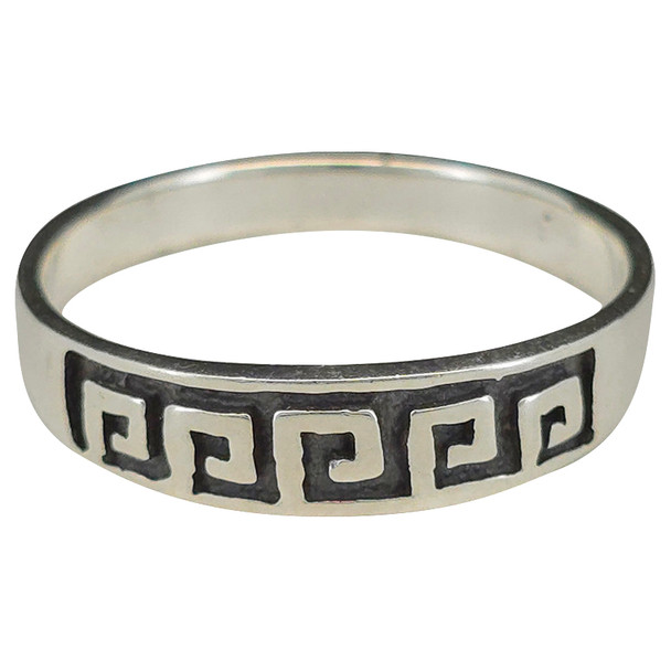 Greco Roman Meander Sterling Silver Stacking Band Ring