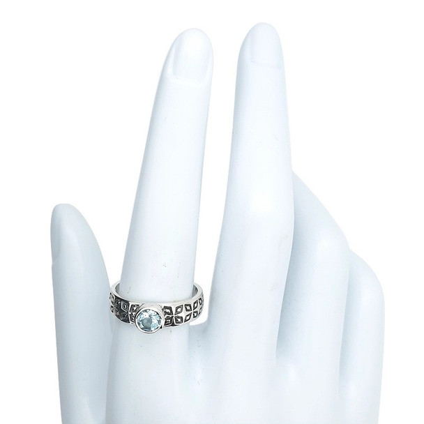 Faceted Blue Topaz Sterling Silver Ring