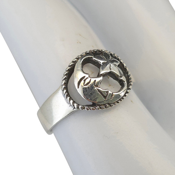 Celestial Moon and Star Sterling Silver Ring