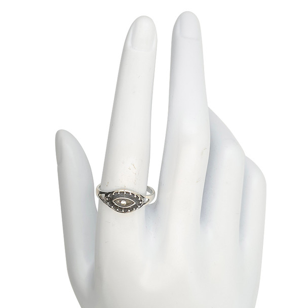 Oxidized Evil Eye Sterling Silver Ring