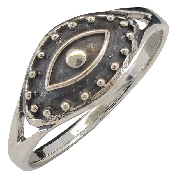 Oxidized Evil Eye Sterling Silver Ring