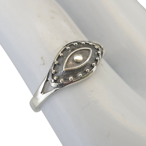 Oxidized Evil Eye Sterling Silver Ring