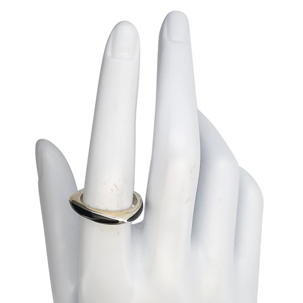 Black Onyx Triangular Sterling Silver Stacking Band Ring