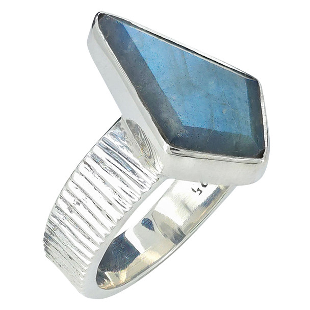 Faceted Labradorite Sterling Silver Ring