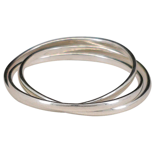 Connected Triple Band Sterling Silver Rolling Ring
