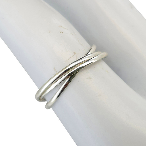 Connected Triple Band Sterling Silver Rolling Ring