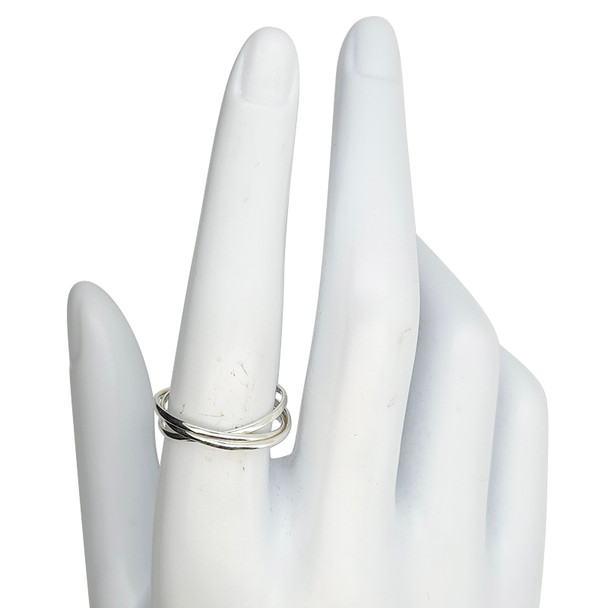 Connected Triple Band Sterling Silver Rolling Ring