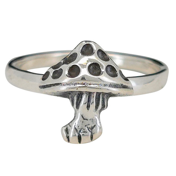 Spotted Mushroom Sterling Silver Pinky Ring