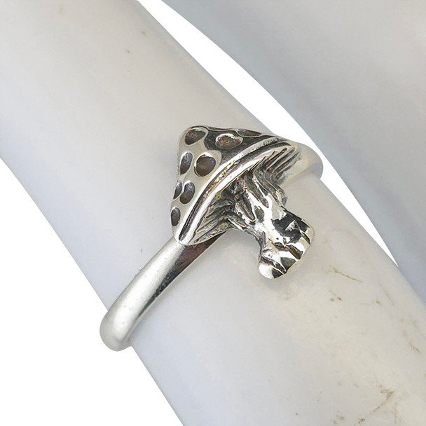 Spotted Mushroom Sterling Silver Pinky Ring