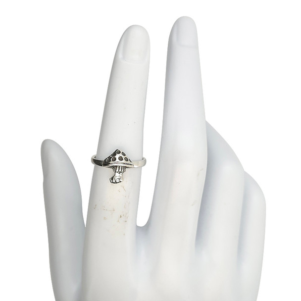 Spotted Mushroom Sterling Silver Pinky Ring