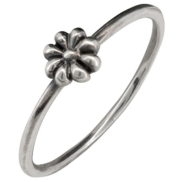 Simple Small Flower Sterling Silver Stacking Ring