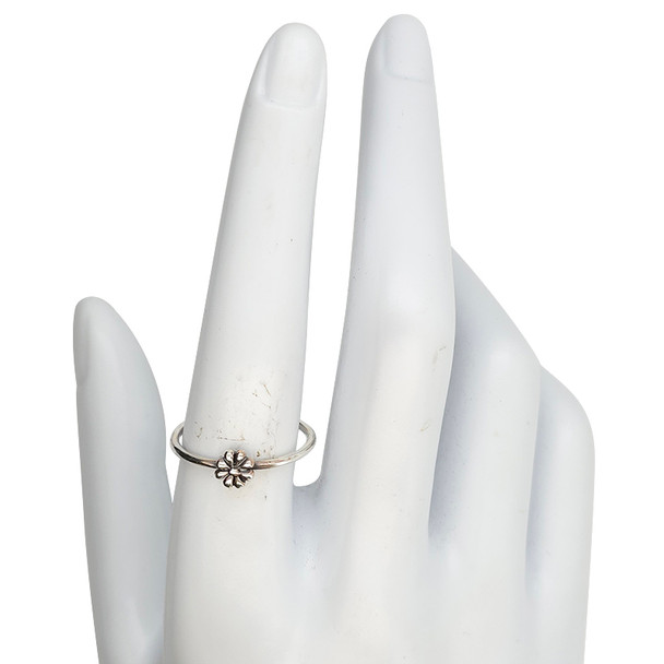 Simple Small Flower Sterling Silver Stacking Ring