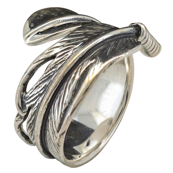 Bohemian Feather Wrapped Sterling Silver Ring