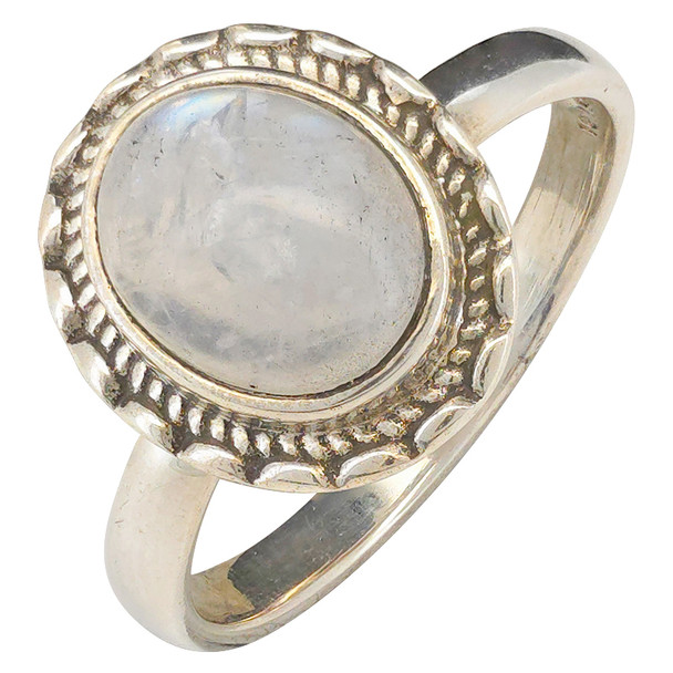 Vintage Style Oval Moonstone Sterling Silver Ring