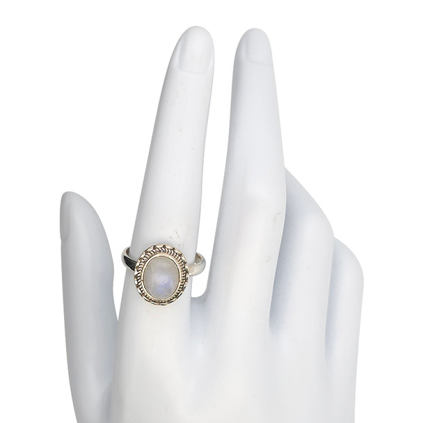 Vintage Style Oval Moonstone Sterling Silver Ring