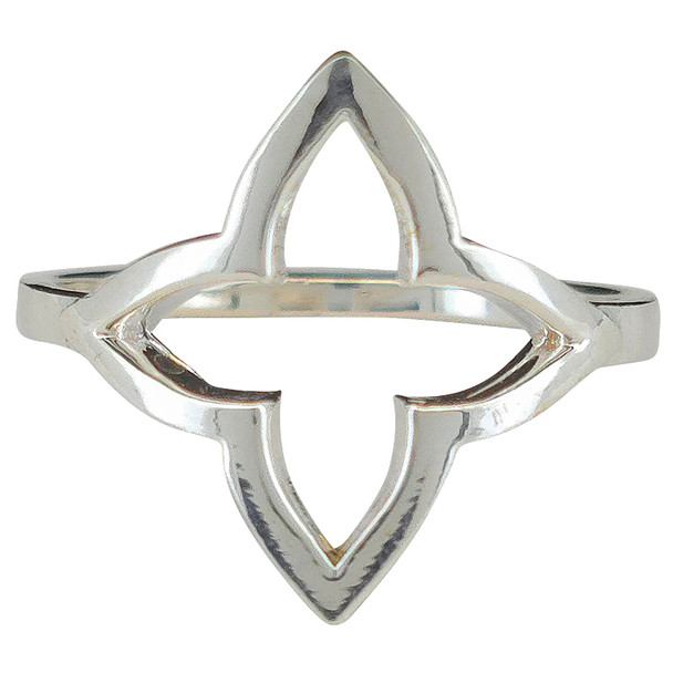 Four Petal Flower Motif Sterling Silver Ring